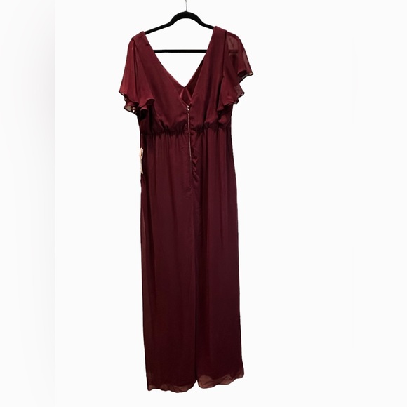 Birdy Grey HANNAH EMPIRE DRESS CHIFFON CABERNET XS NEW NWT BRIDESMAID SLIT - Picture 4 of 5